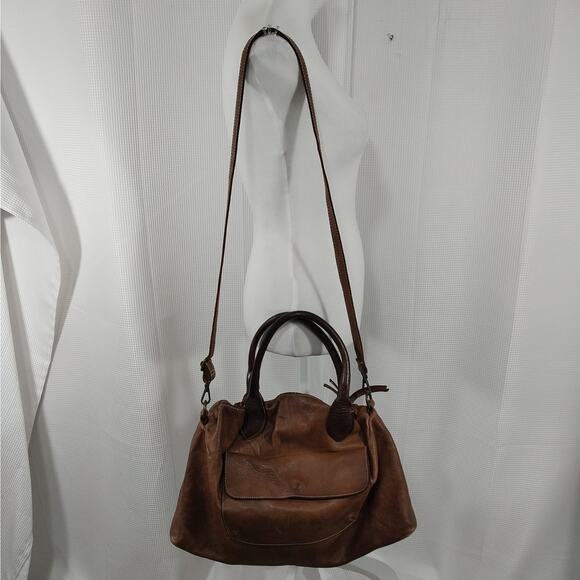 GORGEOUS PECAN BROWN "WEATHERED" GENUINE LEATHER SHOULDER BAG, PURSE, HANDBAG! - Picture 3 of 10